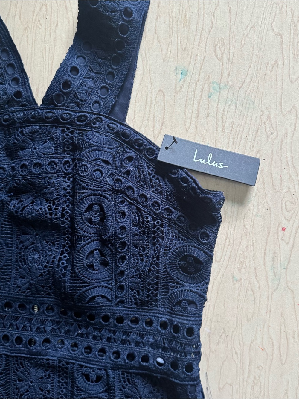 Lulus Cocktail Ready Navy Blue Crochet Lace Midi Dress size medium - Picture 7 of 14